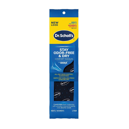 Dr. Scholl's® Stay Odor-Free & Dry Comfort Einlegesohlen mit Odor-X®, Unisex, 1 Paar, Zuschneidbar für Herrenschuhgrößen (7-13) und Damenschuhgrößen (5-10)