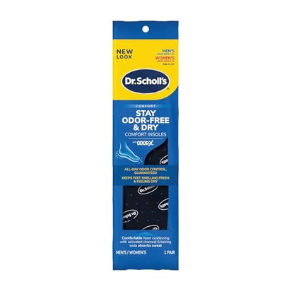 Dr. Scholl's® Stay Odor-Free & Dry Comfort Einlegesohlen mit Odor-X®, Unisex, 1 Paar, Zuschneidbar für Herrenschuhgrößen (7-13) und Damenschuhgrößen (5-10)