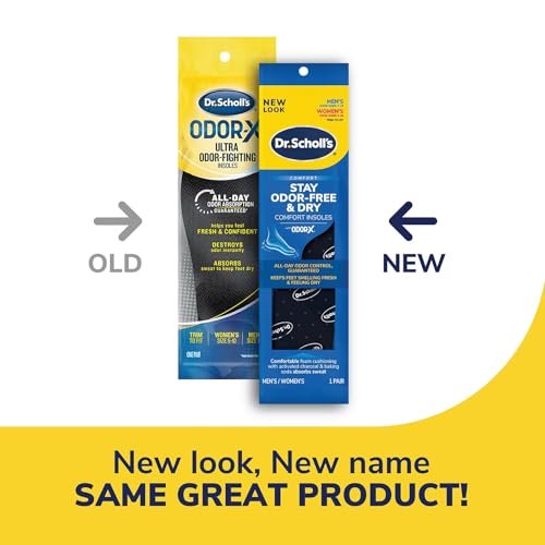 Dr. Scholl's® Stay Odor-Free & Dry Comfort Einlegesohlen mit Odor-X®, Unisex, 1 Paar, Zuschneidbar für Herrenschuhgrößen (7-13) und Damenschuhgrößen (5-10)