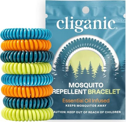Cliganic 20er Pack Mückenabwehr-Armbänder für Erwachsene & Kinder – Natürliche DEET-freie Bänder, einzeln verpackt