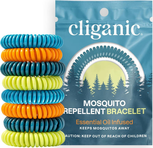 Cliganic 20er Pack Mückenabwehr-Armbänder für Erwachsene & Kinder – Natürliche DEET-freie Bänder, einzeln verpackt