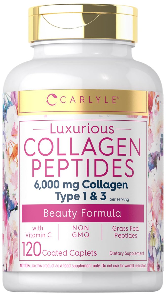 Carlyle Kollagenpeptide mit Vitamin C | 6000 mg | 120 Kapseln | Grass-fed Typ II & III | Schönheitsformel | Nicht-GVO, glutenfrei