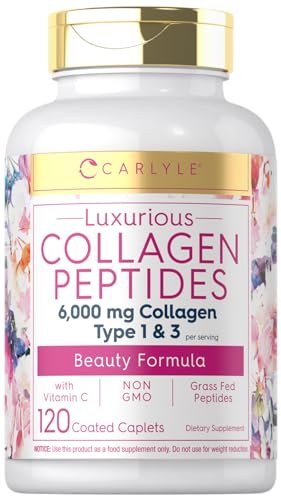 Carlyle Kollagenpeptide mit Vitamin C | 6000 mg | 120 Kapseln | Grass-fed Typ II & III | Schönheitsformel | Nicht-GVO, glutenfrei