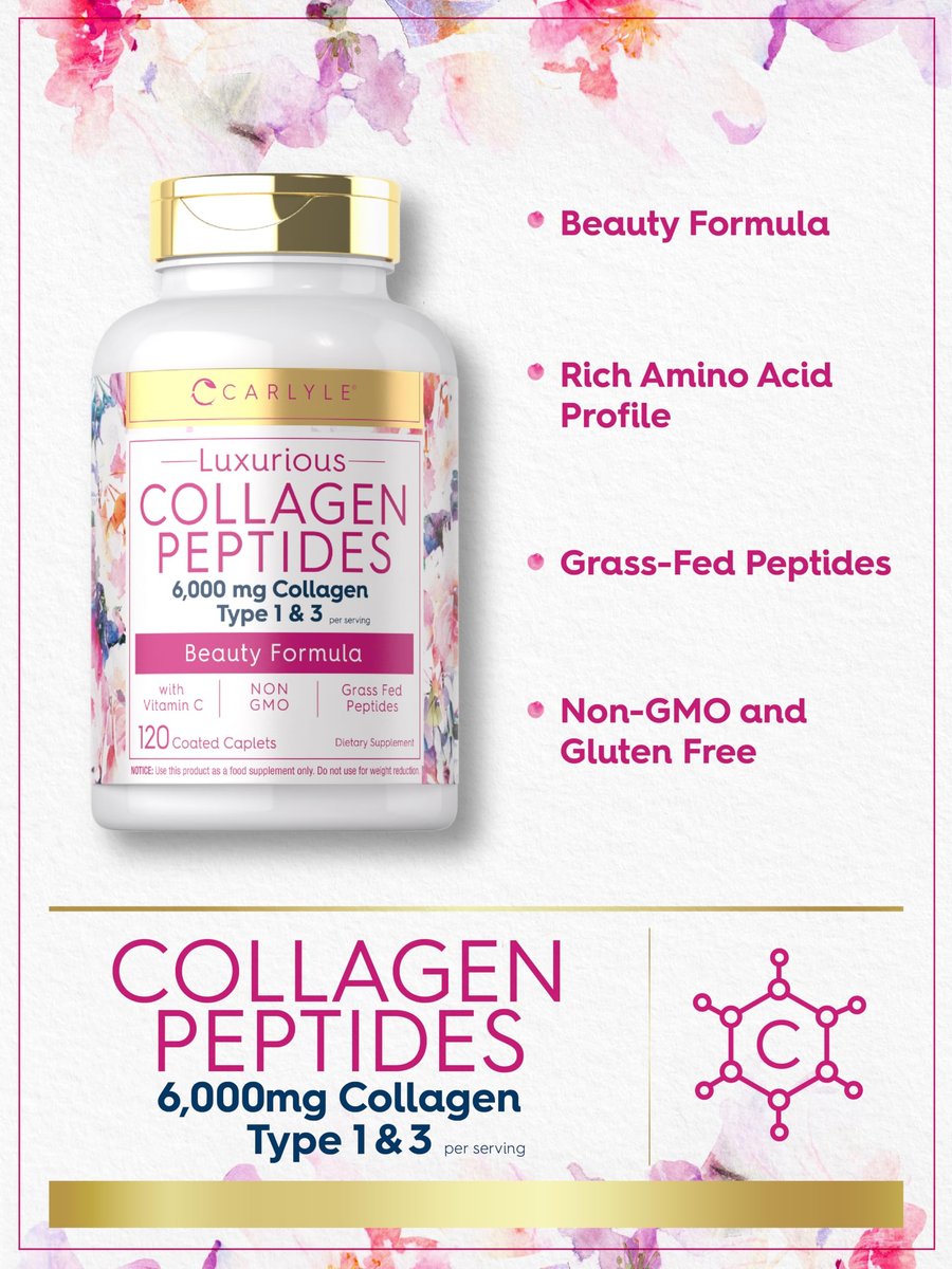 Carlyle Kollagenpeptide mit Vitamin C | 6000 mg | 120 Kapseln | Grass-fed Typ II & III | Schönheitsformel | Nicht-GVO, glutenfrei