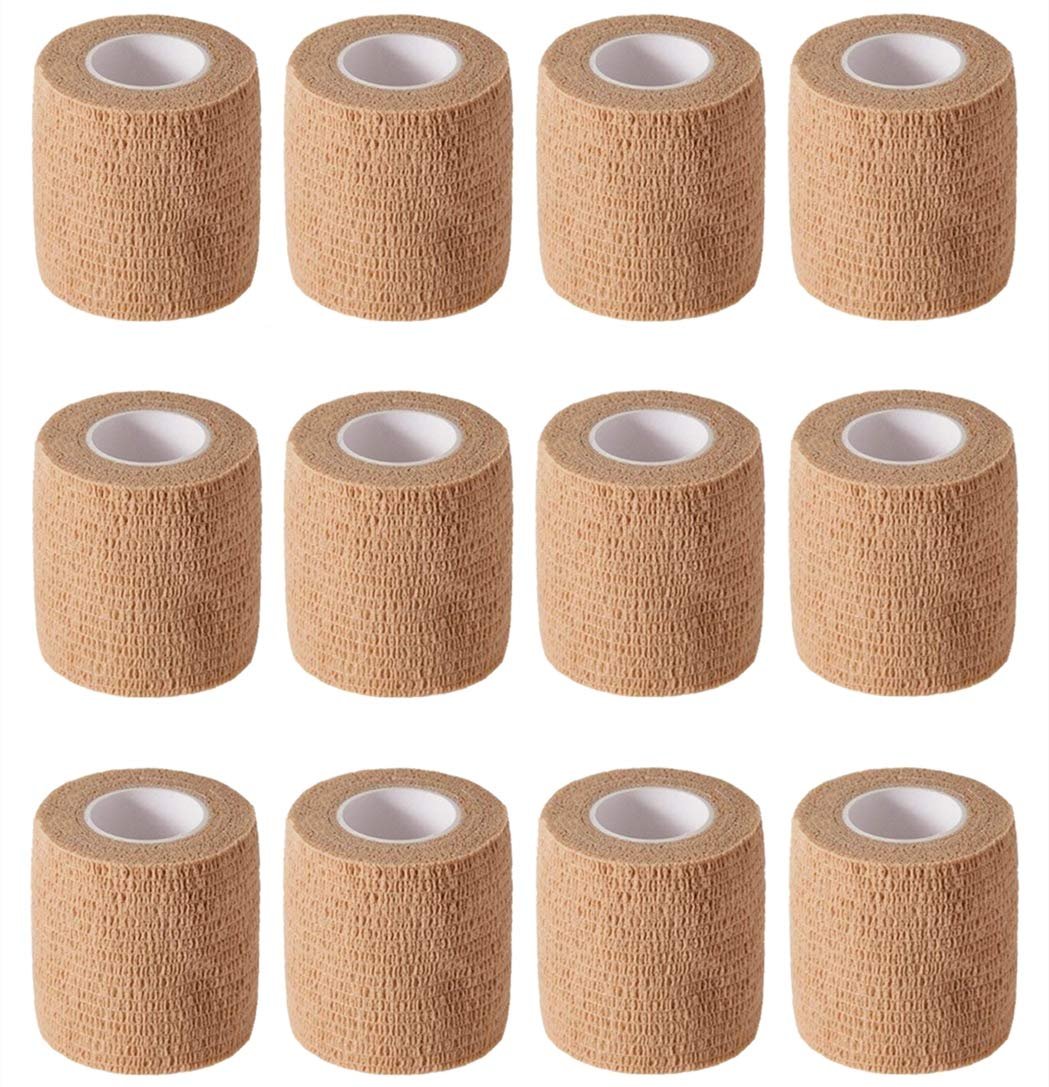 12er-Pack 2" x 5 Yards Selbstklebende Elastische Bandage – Hautfarben, First Aid & Sport