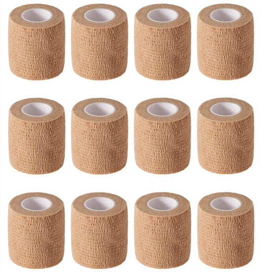 12er-Pack 2" x 5 Yards Selbstklebende Elastische Bandage – Hautfarben, First Aid & Sport
