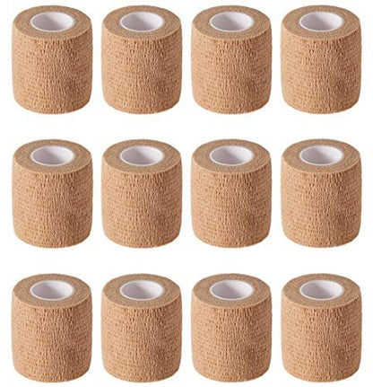 12er-Pack 2" x 5 Yards Selbstklebende Elastische Bandage – Hautfarben, First Aid & Sport