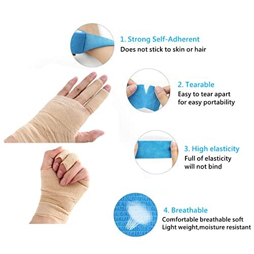 12er-Pack 2" x 5 Yards Selbstklebende Elastische Bandage – Hautfarben, First Aid & Sport