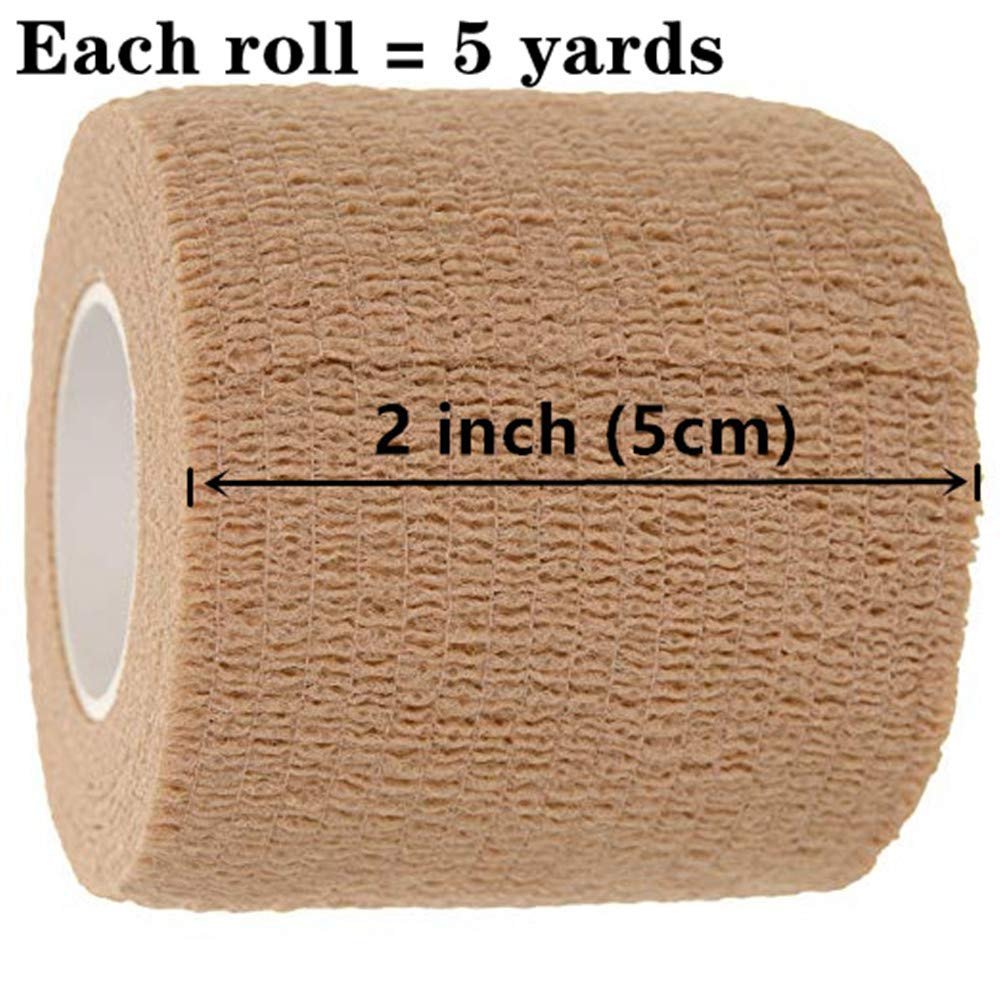 12er-Pack 2" x 5 Yards Selbstklebende Elastische Bandage – Hautfarben, First Aid & Sport