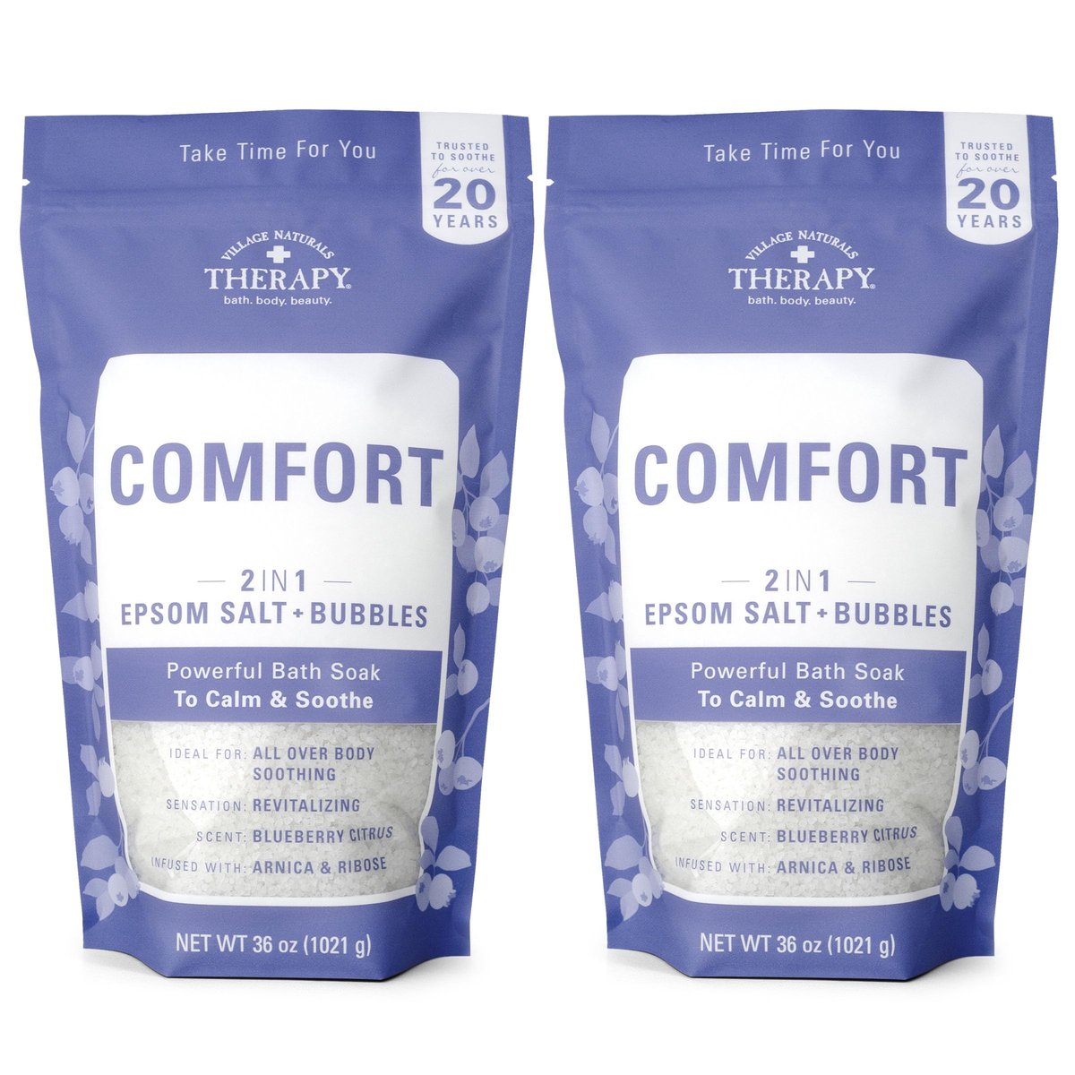Village Naturals Therapy Comfort Schaumbad, Blaubeer-Zitrus-Duft, 36 Unzen, 2er-Pack