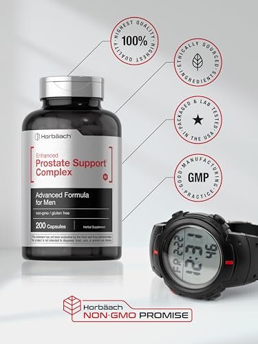Horbaach Prostatakomplex für Männer | 200 Kapseln | Fortschrittliche Formel mit Sägepalme, Pygeum, Brennnessel | Non-GMO & Glutenfrei