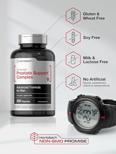 Horbaach Prostatakomplex für Männer | 200 Kapseln | Fortschrittliche Formel mit Sägepalme, Pygeum, Brennnessel | Non-GMO & Glutenfrei