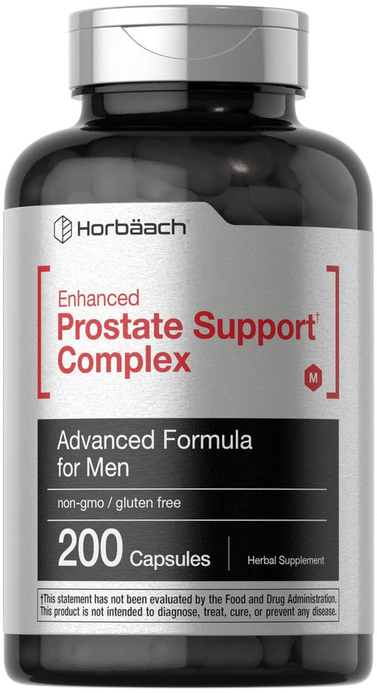 Horbaach Prostatakomplex für Männer | 200 Kapseln | Fortschrittliche Formel mit Sägepalme, Pygeum, Brennnessel | Non-GMO & Glutenfrei