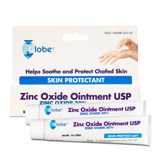 (2er-Pack) Globe Zinkoxid-Salbe 20%, 2 Unzen Tube (insgesamt 4 oz) Fortschrittlicher Hautschutz, für Windelausschlag, Linderung von Giftefeu, -sumach & -eiche, schützt vor Nässe und wunder Haut