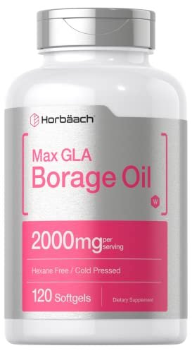 Horbäach Borretschöl Kapseln 2000 mg | 120 Softgels | 320 mg GLA | Kaltgepresstes Samenöl Nahrungsergänzungsmittel