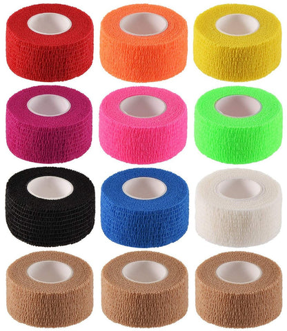 12er-Pack 1" x 5 Yards Selbstklebende Elastische Bandage – Dehnbares Sporttape für Handgelenk, Knöchel & Erste Hilfe (10 Farben)