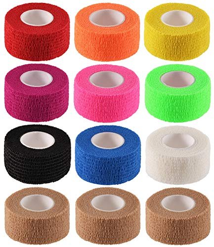 12er-Pack 1" x 5 Yards Selbstklebende Elastische Bandage – Dehnbares Sporttape für Handgelenk, Knöchel & Erste Hilfe (10 Farben)