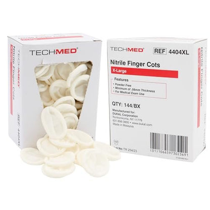Dukal TEC 4404XL Tech-Med Nitril-Fingerling, X-Large, 0,08 mm Stärke (Pack mit 144 Stück)