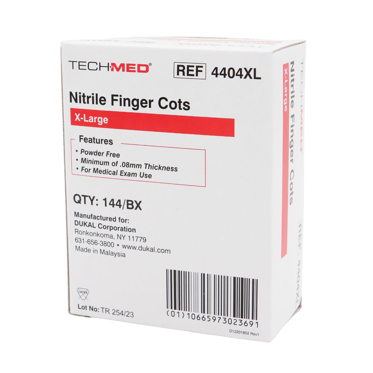 Dukal TEC 4404XL Tech-Med Nitril-Fingerling, X-Large, 0,08 mm Stärke (Pack mit 144 Stück)
