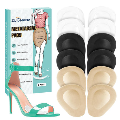 ZUCNANA Metatarsal-Pads für Frauen (12 Stück) – Ballenpolster für hohe Schuhe, weiche Gel-Einlagen zur Schmerzlinderung, rutschfest, Einheitsgröße