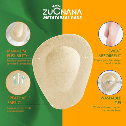 ZUCNANA Metatarsal-Pads für Frauen (12 Stück) – Ballenpolster für hohe Schuhe, weiche Gel-Einlagen zur Schmerzlinderung, rutschfest, Einheitsgröße