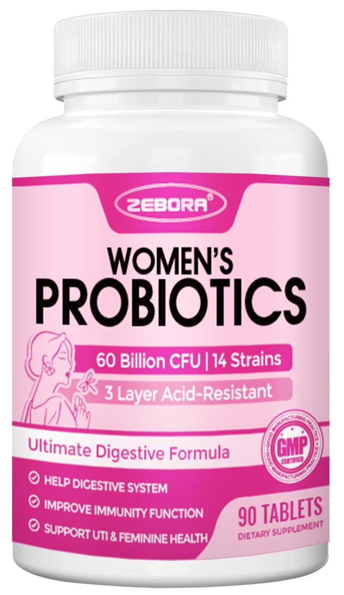 ZEBORA Probiotika für Frauen – 60 Milliarden KBE für Verdauungsgesundheit, Immununterstützung und Darmflora – Gluten- & Sojafrei – 90 Tabletten