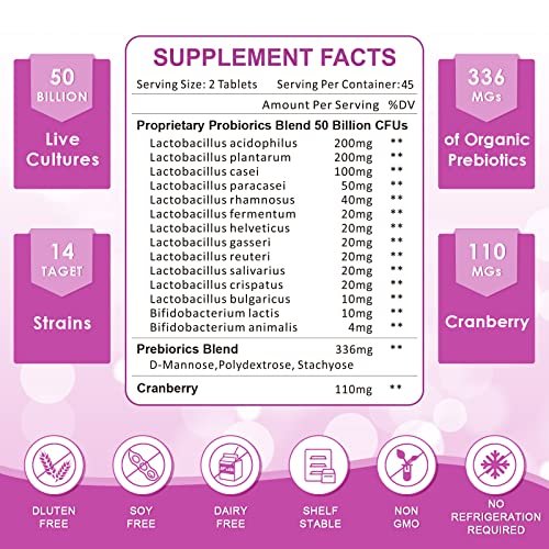 ZEBORA Probiotika für Frauen – 60 Milliarden KBE für Verdauungsgesundheit, Immununterstützung und Darmflora – Gluten- & Sojafrei – 90 Tabletten