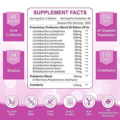 ZEBORA Probiotika für Frauen – 60 Milliarden KBE für Verdauungsgesundheit, Immununterstützung und Darmflora – Gluten- & Sojafrei – 90 Tabletten