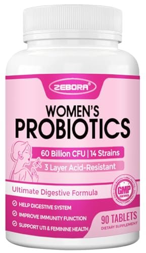 ZEBORA Probiotika für Frauen – 60 Milliarden KBE für Verdauungsgesundheit, Immununterstützung und Darmflora – Gluten- & Sojafrei – 90 Tabletten
