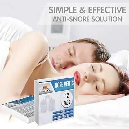 Nase Vent Sinus Erleichterung Dilatator (12er-Pack, mittelgroß) – Sanfte Nasenpflaster gegen Schnarchen – Wiederverwendbares Anti-Schnarch-Mittel für erholsamen Schlaf – von Mobi Lock