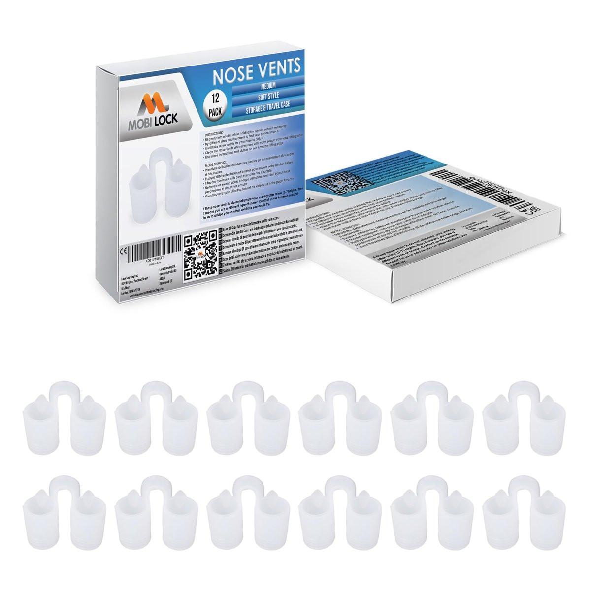 Nase Vent Sinus Erleichterung Dilatator (12er-Pack, mittelgroß) – Sanfte Nasenpflaster gegen Schnarchen – Wiederverwendbares Anti-Schnarch-Mittel für erholsamen Schlaf – von Mobi Lock