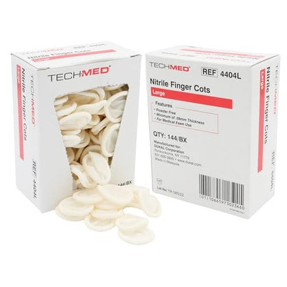 Dukal TEC 4404L Tech-Med Nitril-Fingerling, Größe Large, 0,08 mm Dicke (144 Stück)