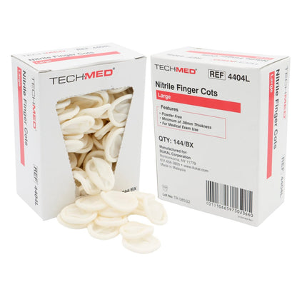 Dukal TEC 4404L Tech-Med Nitril-Fingerling, Größe Large, 0,08 mm Dicke (144 Stück)