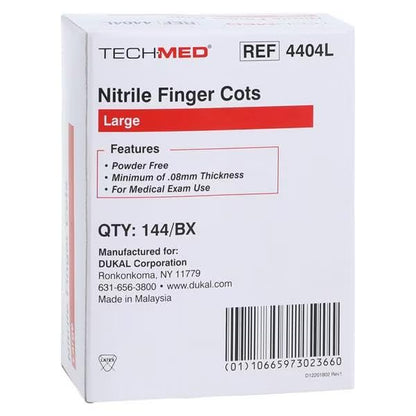 Dukal TEC 4404L Tech-Med Nitril-Fingerling, Größe Large, 0,08 mm Dicke (144 Stück)