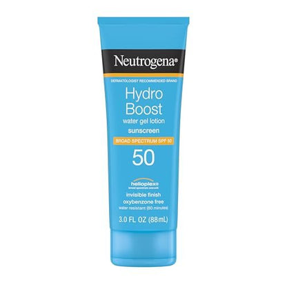 Neutrogena Hydro Boost Water Gel Sonnenschutz LSF 50, Ölfreie Feuchtigkeitscreme & wasserfeste Sonnenlotion für Gesicht & Körper, nicht fettend, Breitband, leichter Feuchtigkeitsspender, 89 ml