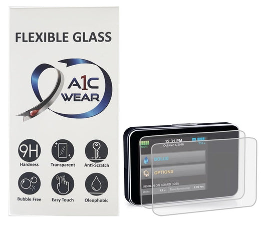 A1C WEAR 9H Flexible Glass Screen Protector für Tandem tSlim X2 und tFlex Insulinpumpen – 2er-Pack – Kratzfest und Fingerabdruckresistent