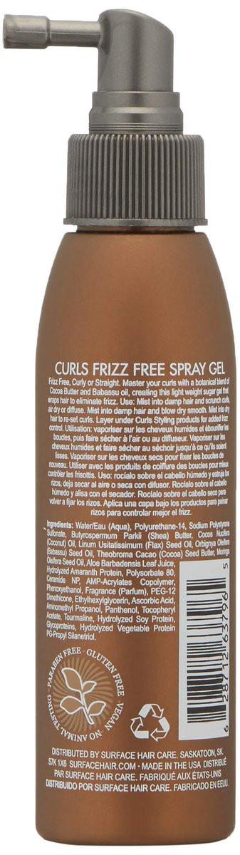 SURFACE Hair Curl Frizz Free Spray Gel – Leichter Halt mit Kakaobutter und Babassuöl für lockiges oder glattes Haar, 118 ml
