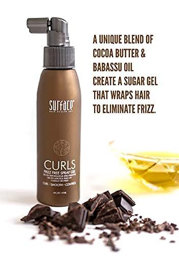 SURFACE Hair Curl Frizz Free Spray Gel – Leichter Halt mit Kakaobutter und Babassuöl für lockiges oder glattes Haar, 118 ml