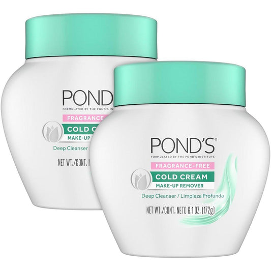 POND'S Cold Cream Make-Up Entferner, Duftfreie Tiefenreinigung 2er-Pack – Nicht komedogen, hypoallergen, dermatologisch getestet, 6,1 Oz pro Stück