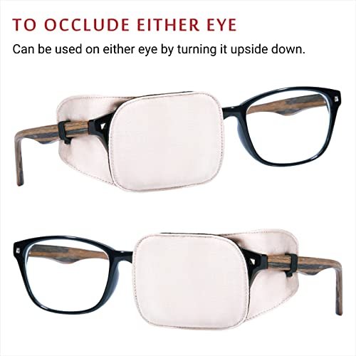 Astropic Seiden-Augenklappe für Erwachsene und Kinder – Brille zum Abdecken eines Auges (Medium, Cremig Beige)