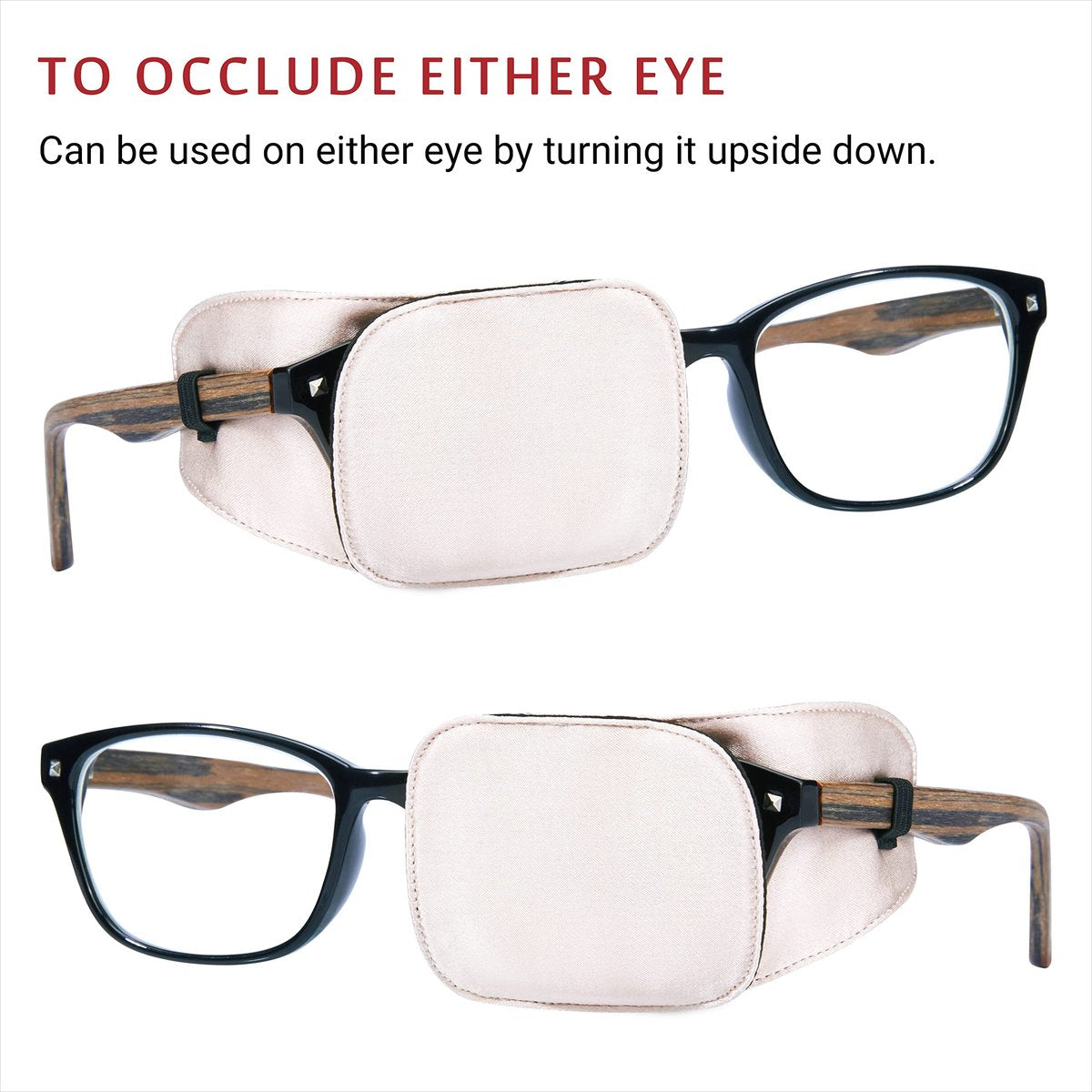 Astropic Seiden-Augenklappe für Erwachsene und Kinder – Brille zum Abdecken eines Auges (Medium, Cremig Beige)