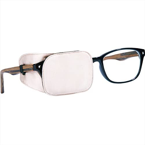 Astropic Seiden-Augenklappe für Erwachsene und Kinder – Brille zum Abdecken eines Auges (Medium, Cremig Beige)