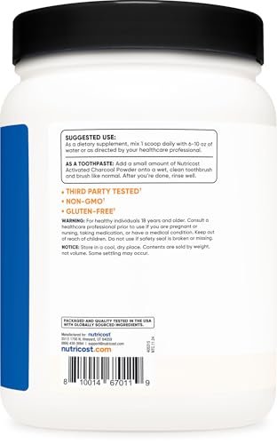 Nutricost Aktivkohlepulver 1lb – Lebensmittelqualität, für Zahnpasta, Gesichtsmasken, Geruchskontrolle, vegetarisch, glutenfrei, nicht genetisch verändert