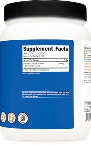 Nutricost Aktivkohlepulver 1lb – Lebensmittelqualität, für Zahnpasta, Gesichtsmasken, Geruchskontrolle, vegetarisch, glutenfrei, nicht genetisch verändert