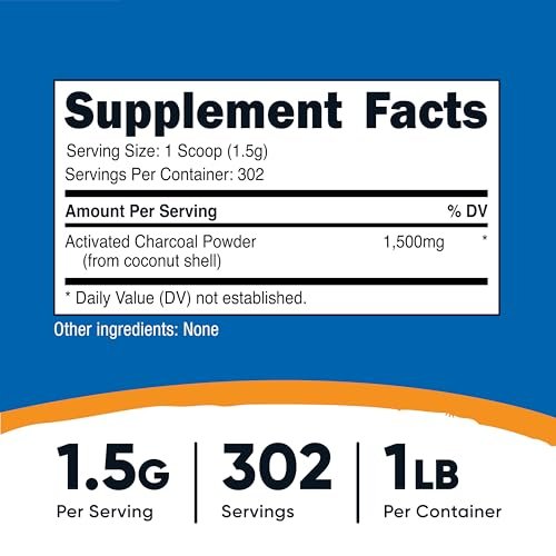 Nutricost Aktivkohlepulver 1lb – Lebensmittelqualität, für Zahnpasta, Gesichtsmasken, Geruchskontrolle, vegetarisch, glutenfrei, nicht genetisch verändert