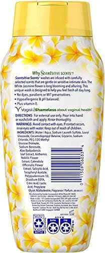 Vagisil Feminine Wash für die Intimhygiene, Scentsitive Scents, pH-ausgeglichen und gynäkologisch getestet, Weißer Jasmin, 12 oz (3er-Pack)