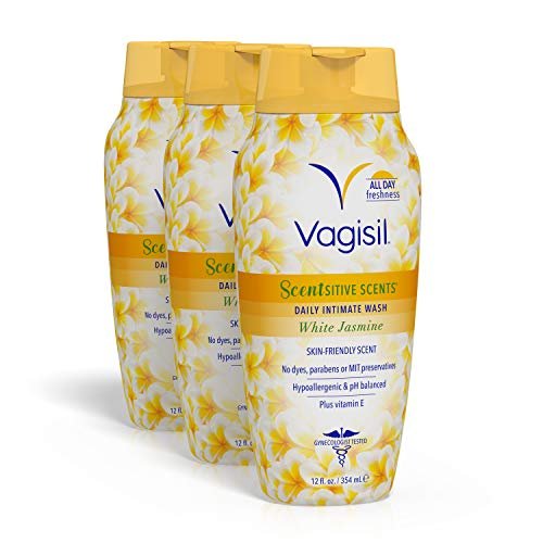 Vagisil Feminine Wash für die Intimhygiene, Scentsitive Scents, pH-ausgeglichen und gynäkologisch getestet, Weißer Jasmin, 12 oz (3er-Pack)