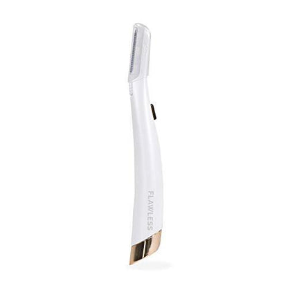 Finishing Touch Flawless Dermaplane Glo Beleuchteter Gesichts-Exfoliator – Nicht vibrierend, inklusive 6 Ersatzköpfe, Weiß/Roségold