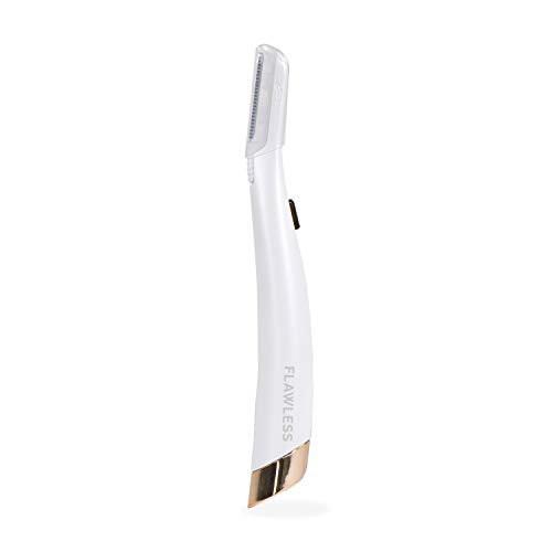 Finishing Touch Flawless Dermaplane Glo Beleuchteter Gesichts-Exfoliator – Nicht vibrierend, inklusive 6 Ersatzköpfe, Weiß/Roségold