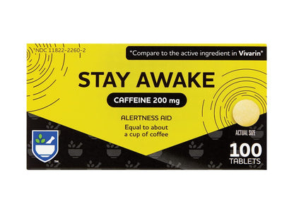 Rite Aid Stay Awake Tabletten Koffein, 200 mg – 100 Tabletten | Koffeinpillen | Koffeinpräparat | 200 mg Koffein Tabletten | Entspricht etwa einer Tasse Kaffee | Unterstützung der geistigen Wachheit | Energiepillen